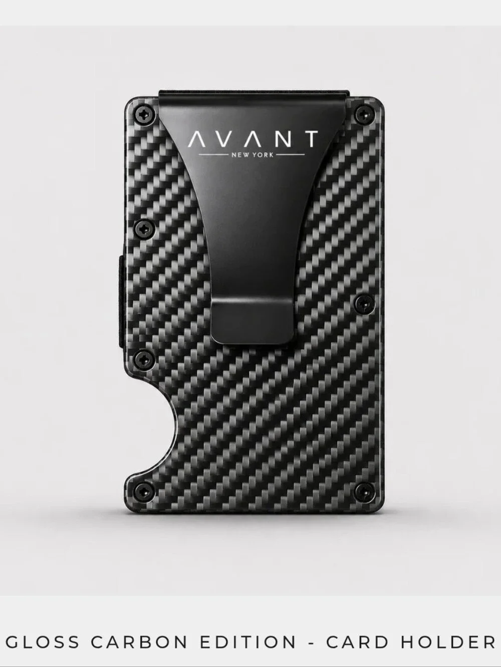 Avant New York Gloss Carbon Card Holder - Black
